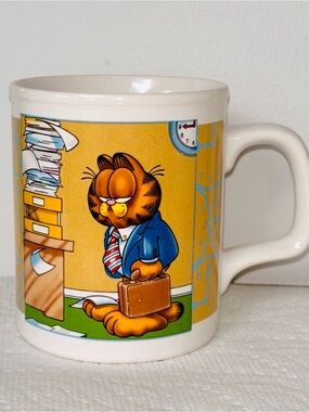 Vintage Garfield Office Cat Coffee Mug Enesco Korea 1978 This Day Is Over